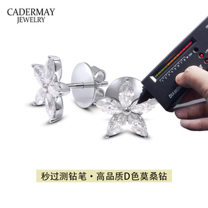Cadermay Moissanite Stud <b>Earrings</b> S925 <b>Silver</b> Flower Shape D Color <b>Wedding</b> Jewelry GRA Certificate - Product Image 4