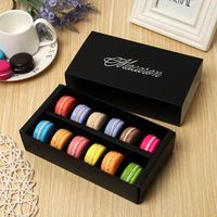 Boîtes rigides en papier kraft pour emballages de cadeaux de biscuits de luxe, macarons, avec laminage mat et gaufrage, écologiques