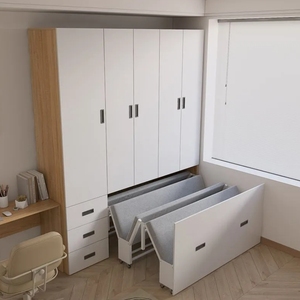 Folding <strong>Bed</strong> That Does Not Take <strong>up</strong> Space, Household Invisible <strong>Bed</strong>, Wardrobe Integrated <strong>Pull</strong>-out Multifunctional Study <strong>Bed</strong> - Product Image 1