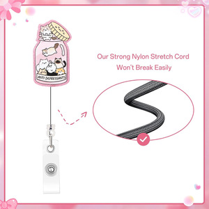 Acrylic fun glitter buckle with rotating alligator clip, retractable badge clip, <b>ID</b> card <b>holder</b>, labelable and drop shipping - Product Image 4
