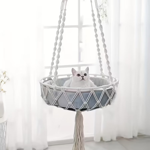 Hamaca para Gatos Tejida a Mano con Fibra de Poliéster, Cama para Gatos Semicerrada, Cesta Colgante para Gatos Apta para Todas las Estaciones - Product Image 2