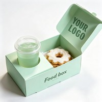 Boîte à emporter pliable pour gâteaux et biscuits de qualité alimentaire avec porte-gobelet à café, emballage rectangulaire biodégradable pour desserts