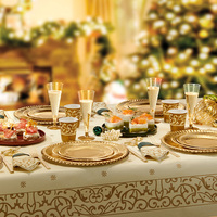 Assiettes en papier diamètre 19 cm, dorées, 10 pièces/paquet, vaisselle et décorations de table pour fêtes