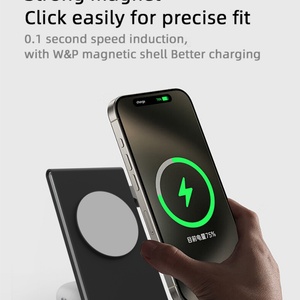 Chargeur sans fil pliable 3 en 1, support de charge rapide portable, chargeur sans fil magnétique 15W pour téléphone, montre, écouteurs - Product Image 2