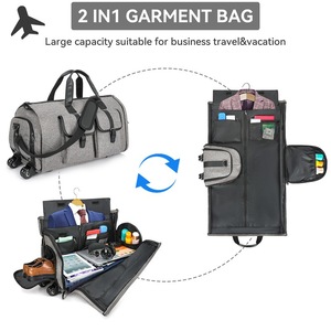 Sac de voyage à <span class=keywords><strong>grande</strong></span> capacité personnalisé sac à bagages sac à main formel bandoulière fermeture éclair roues portables sac de rangement extensible pour costume - Product Image 3
