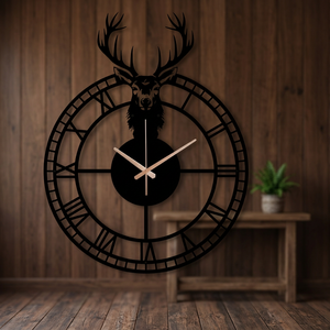 Horloge murale moderne en forme de cerf, ronde, en métal, analogique, à quartz, silencieuse, décoration de salon, thème de Noël - Product Image 4