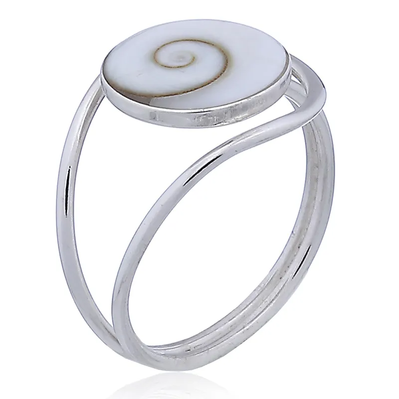 Zarte Shiva Auge Shell Ring 925 Sterling Silber Looping Band