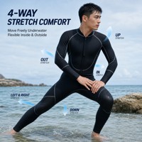 Combinaison de plongée en néoprène à manches longues avec fermeture éclair avant YKK, flexible pour la plongée et le surf
