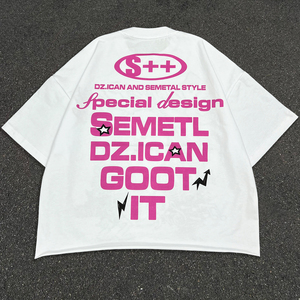 Streetwear pour hommes impression T-shirt personnalisé T-shirt personnalisé en coton épais T-shirt surdimensionné de haute qualité à épaules tombantes - Product Image 2