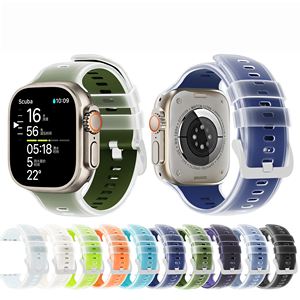 <span class=keywords><strong>Bracelet</strong></span> de montre en silicone bicolore souple pour le sport, compatible avec <span class=keywords><strong>Apple</strong></span> <span class=keywords><strong>Watch</strong></span> - Product Image 1