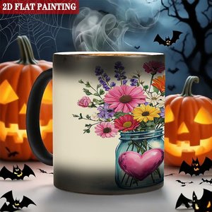 Mug en céramique givrée au toucher doux, 11 oz, noir, changeant de couleur à la chaleur, pour café ou thé - Product Image 6