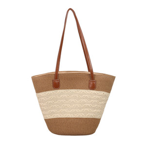 Bolso Tote de Diseño Texturizado Minimalista Casual para Mujer, Bolso de Hombro de Gran Capacidad, Estilo Veraniego, Bolso de <span class=keywords><strong>Playa</strong></span> de Paja - Product Image 6