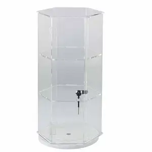 Countertop 360 Rotating Jewellery Display Cabinet with Lock and Key Acrylic Jewel Box