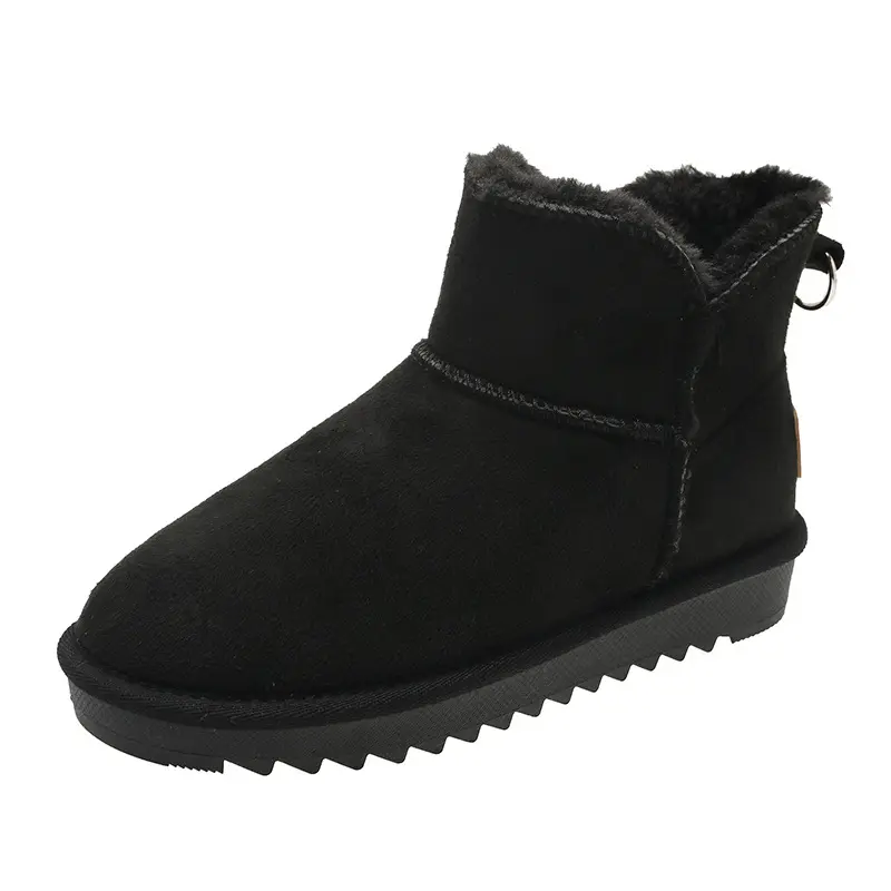أحذية نسائية شتوية للثلوج في الكاحل أحذية نسائية بلون الجمل الأسود سهلة الارتداء مع حذاء نسائي بكعب منخفض حذاء أحذية بوت