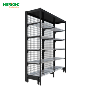Highbright Double & Single Sided Black <b>Wire</b> Mesh Back Multi-Tier Retail Beverage Display <b>Rack</b> for Supermarket and Retail Stores - Product Image 2
