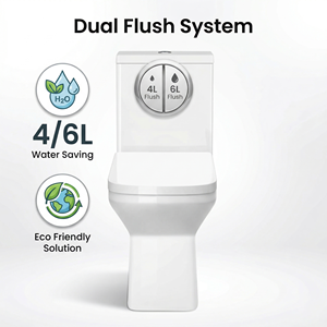 Turkish bianco occidentale allungato doppio sciacquone in ceramica Commode con drenaggio P-Trap per servizi igienici dell'hotel - Product Image 4