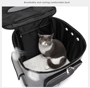 2025 nuevo diseño de bolsa para mascotas, transportador plegable moderno para gatos y perros con carrito transpirable y características de mochila para <span class=keywords><strong>animales</strong></span> pequeños - Product Image 6