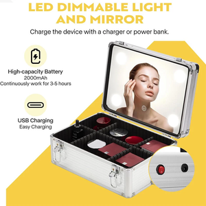 Valigia Trucco Professionale 4 in 1 con Specchio LED a 3 Colori, Trolley per Cosmetologia con 4 Chiavi - Product Image 3
