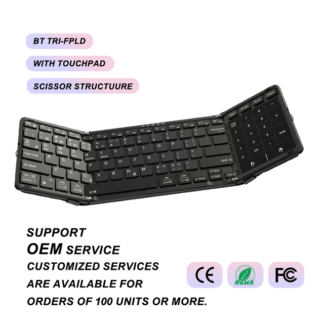 64 Keys 2.4G Wireless Small Foldable BT Keyboard Rechargeable Wireless Ultra Slim Folding Computer Keyboard