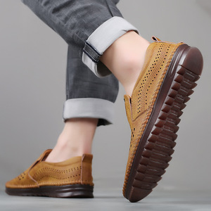 Nouvelles sandales décontractées blanches respirantes en cuir ajouré à enfiler pour hommes, collection été 2026 - Product Image 2