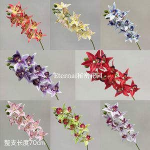 ดอกกล้วยไม้แมงมุมประดิษฐ์ ซีเคร็ทการ์เดน 9 หัว สีแดง ทำจากพลาสติกและผ้าไหม สำหรับตกแต่งงานแต่งงาน ตกแต่งบ้าน ตกแต่งปีใหม่ - Product Image 5