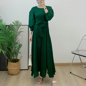 Miyake Cộng Với Kích Thước Của Phụ Nữ xếp li Ăn Mặc Thiết Kế Đèn Lồng Tay Áo Không Thường Xuyên Đu Lớn Thanh Lịch Dài Dresses Váy Dài Váy Dài Cho Phụ Nữ - Product Image 5