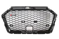 Grille de pare-chocs avant de haute qualité pour Audi A3 2017-2019 modifiée en grille RS3, grille en nid d'abeille en ABS avec ACC