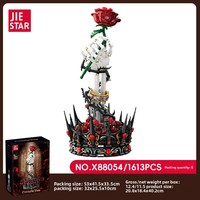 Jie Star X88054 Ensemble de blocs de construction portables Rose 1613 pièces MOC Ornement artistique romantique sombre Décoration de bureau à domicile Cadeau