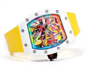 Nouvelle montre mécanique tourbillon à succès avec bracelet jaune style graffiti - Product Image 3
