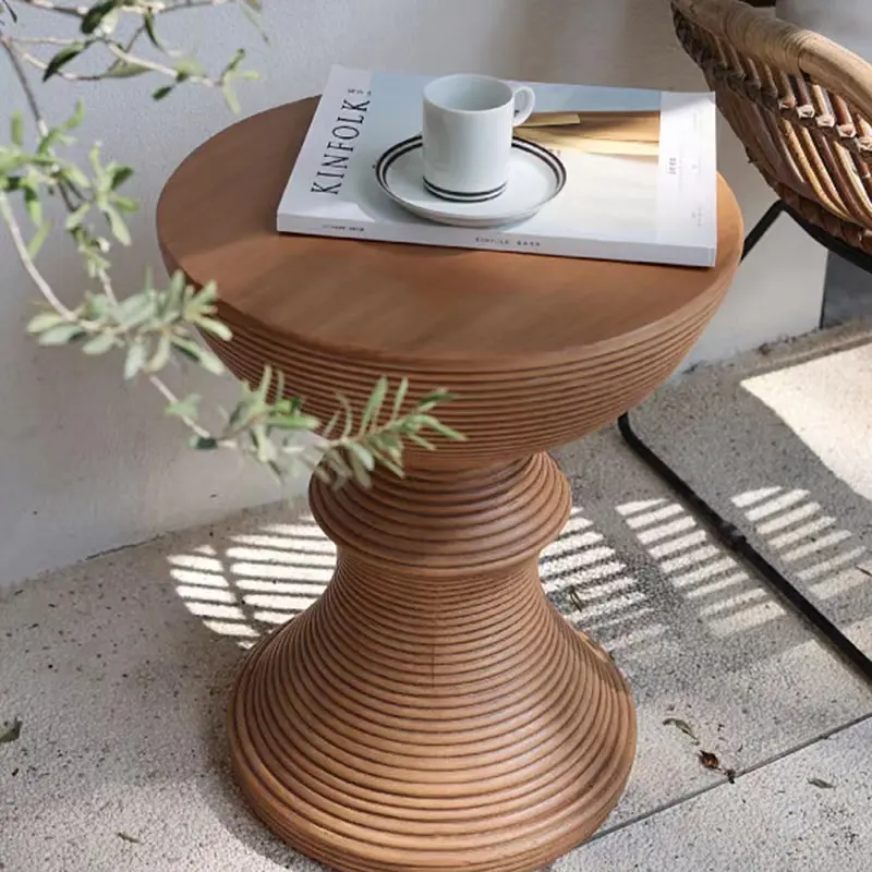 Mesa de centro de madeira artificial para uso doméstico, mesa lateral de concreto com luz de mesa para uso doméstico