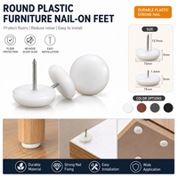 Protection de sol pour meubles à clouer, patins ronds en plastique 15mm 22mm avec clou en acier pour pieds de chaise, table, canapé