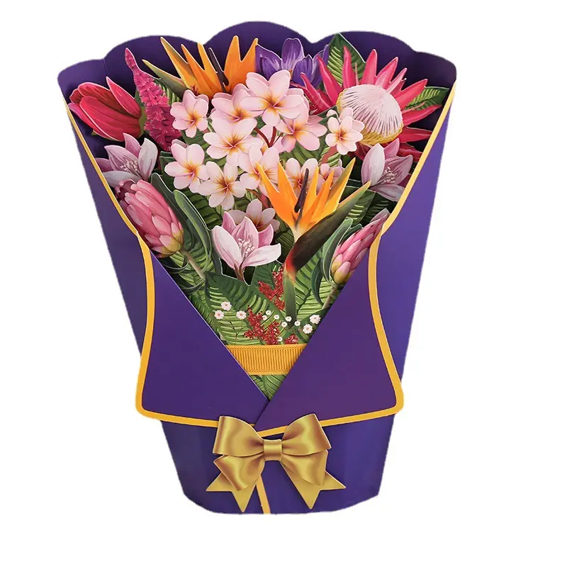 New 3D Stereoscopic Teacher's Day Greeting Card Paper Sculpture Flowers Festival Gift Big Bouquet Greeting Card