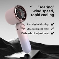 Ventilateur de poche sans pales USB mini rechargeable, affichage numérique, 100 vitesses, haute vitesse, turbo violent