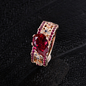 Lấp lánh màu đỏ <span class=keywords><strong>ruby</strong></span> Nhẫn Cưới cho Bridal Rose Gold tấm 925 Bạc Vòng micro-paved CZ kim cương thương hiệu nổi tiếng ban nhạc vòng - Product Image 6