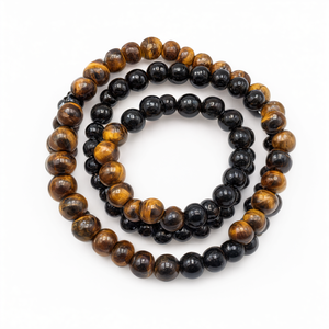 Pulsera de Ojo de Tigre y Obsidiana Negra - Un Escudo Unificado de Fuerza y Protección en Armonía Cristalina - Product Image 2