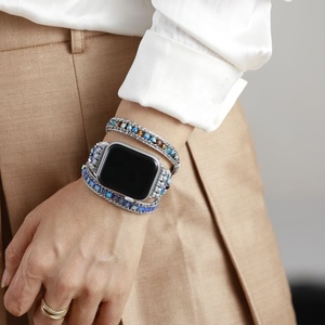 2025 correa de reloj de cristal azul hecha a mano de lujo pulsera ajustable correa de joyería para mujer para <span class=keywords><strong>Apple</strong></span> Watch Garmin - Product Image 3