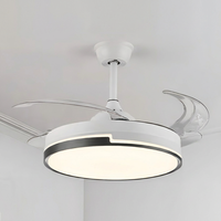 Ventilateur de plafond à moteur AC invisible en fer, luminaire LED suspendu, lustre moderne blanc pour salon, restaurant