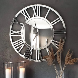 Handmade MDF & <b>Mirror</b> <b>Wall</b> <b>Clock</b> for Living Room Decor Hot Selling Decorative Large Size Roman Number <b>Wall</b> <b>Clocks</b> for Sale - Product Image 3