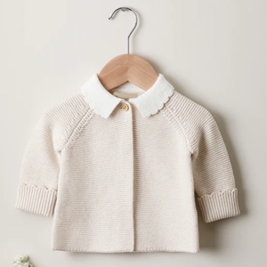 Cardigan en tricot à col festonné en pur coton pour bébé <span class=keywords><strong>Manteau</strong></span> en tricot pour enfants printemps et automne - Product Image 1