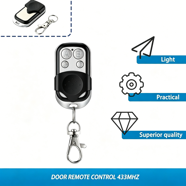 433MHz Clone Fixed Learning Rolling Code Universal 4 Buttons Garage Door Remote Control Duplicator