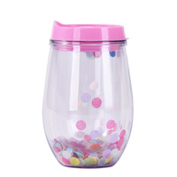 BORGE Tasse à jus en plastique en forme d'oeuf à double paroi scintillante de 10oz personnalisée Gobelet en plastique de Noël en forme de U
