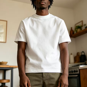 Fabricante de Camisetas con Logotipo OEM, Camiseta de Algodón 100% Grueso y de Gran Tamaño al por Mayor, Logotipo Gráfico Personalizado, Camiseta Lisa para Hombre - Product Image 1