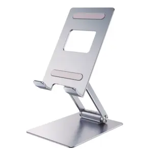 Supporto per tablet da tavolo regolabile universale con jack di ricarica portatile pieghevole in alluminio per telefono
