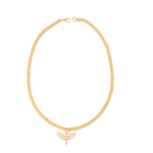 Collier pendentif aile d'ange rétro haut de gamme en or, style hip-hop, bijoux unisexe, chaîne en alliage de zinc, cadeau pour hommes et femmes - Product Image 5