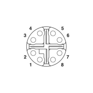 M12代码X 8针防水适配器前安装电缆RJ45黄铜镍触点聚氯乙烯尼龙外壳公/母连接器 - Product Image 3