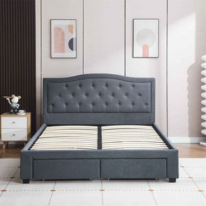 Cadre de lit King Size moderne de luxe, confortable, rembourré, avec tiroirs, meubles de chambre à coucher pour adultes - Product Image 6