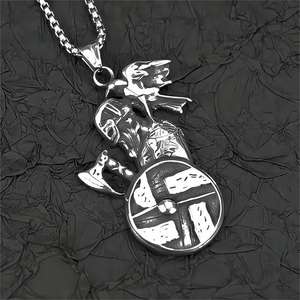 Collar con Colgante de Guerrero Vikingo de Acero Inoxidable con Diseño de Cuervo, Estilo Retro Hip Hop, Joyería para Hombre - Product Image 2