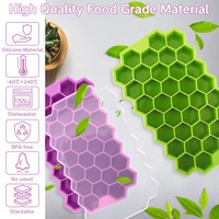 Molde de Silicona para Cubitos de Hielo UNIMOULD, 37 Cavidades Hexagonales, Platino LFGB, Libre de BPA, Reutilizable, Ecológico, Apto para Lavavajillas