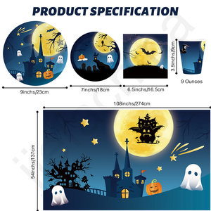 Ensemble de vaisselle jetable vert en vrac serviettes à gâteau tasses assiettes pour <span class=keywords><strong>Halloween</strong></span> avec couverts biodégradables - Product Image 2