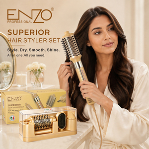 ENZO Brosse Soufflante Professionnelle Rotative <span class=keywords><strong>5</strong></span>-<span class=keywords><strong>en</strong></span>-<span class=keywords><strong>1</strong></span> : Lisseur, Fer à Boucler, Sèche-Cheveux Électrique et <span class=keywords><strong>Styler</strong></span> à Rouleaux - Product Image 4